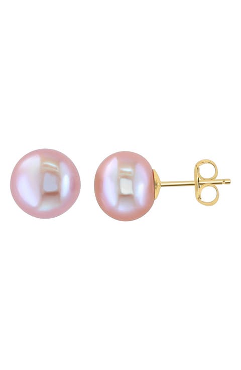 14K Yellow Gold 11mm Cultured Freshwater Pearl Stud Earrings