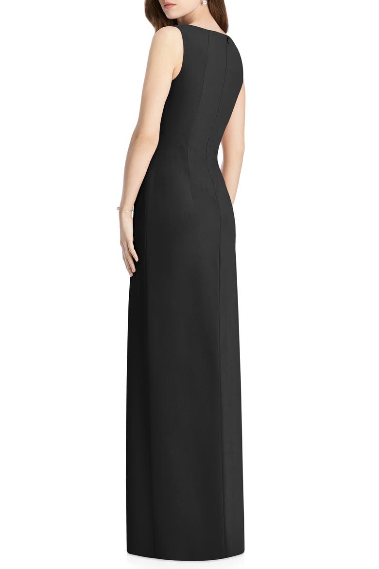 V-Neck Crepe Column Gown, Alternate, color, BLACK