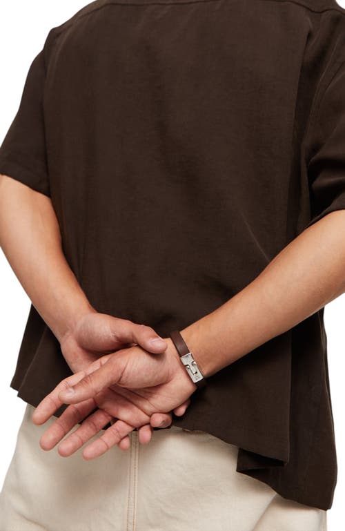 Unode50 Plain Brown Leather Sterling Silver-plated Bracelet In Brown
