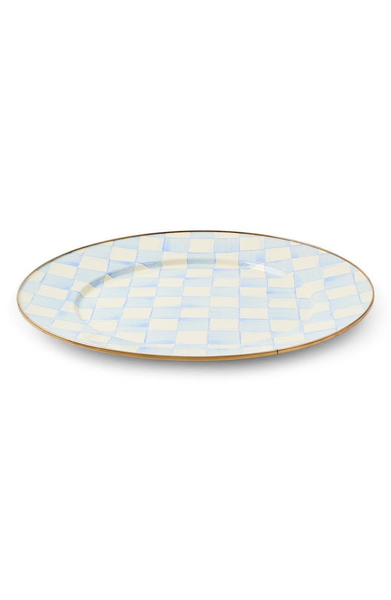 MACKENZIE CHILDS Sky Check Enameled Steel Charger Plate, Alternate, color, Sky Check