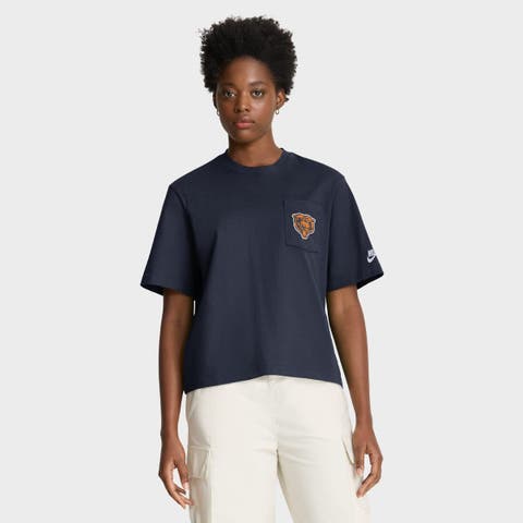 Women's Nike Navy Chicago Bears Rewind Pocket Boxy T-Shirt
