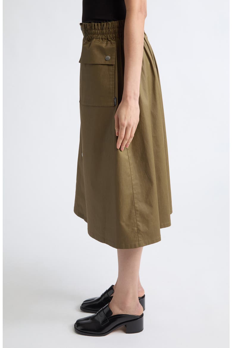 Stretch Cotton Midi Skirt, Alternate, color, KHAKI