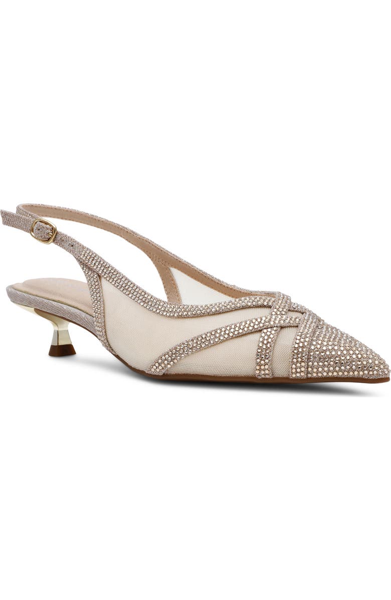 Anne Klein Jolene Kitten Heel Slingback Pump, Main, color, Platinum Crystal