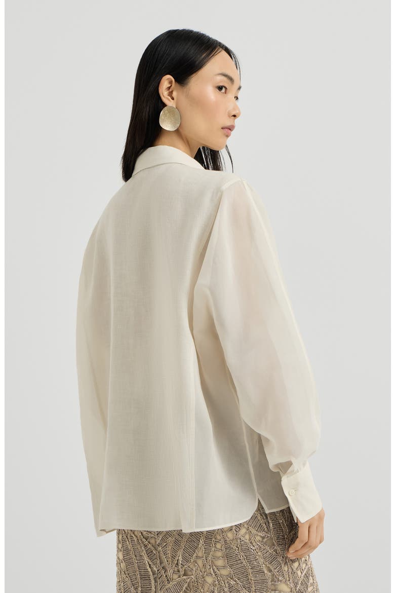 Linen and cotton organza shirt, Alternate, color, Milk