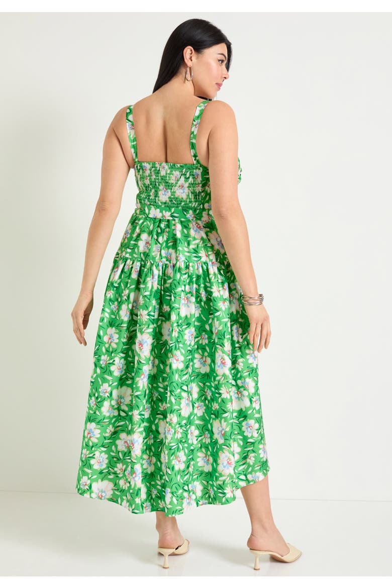 High Low Midi Dress, Alternate, color, FLOWERS GREEN