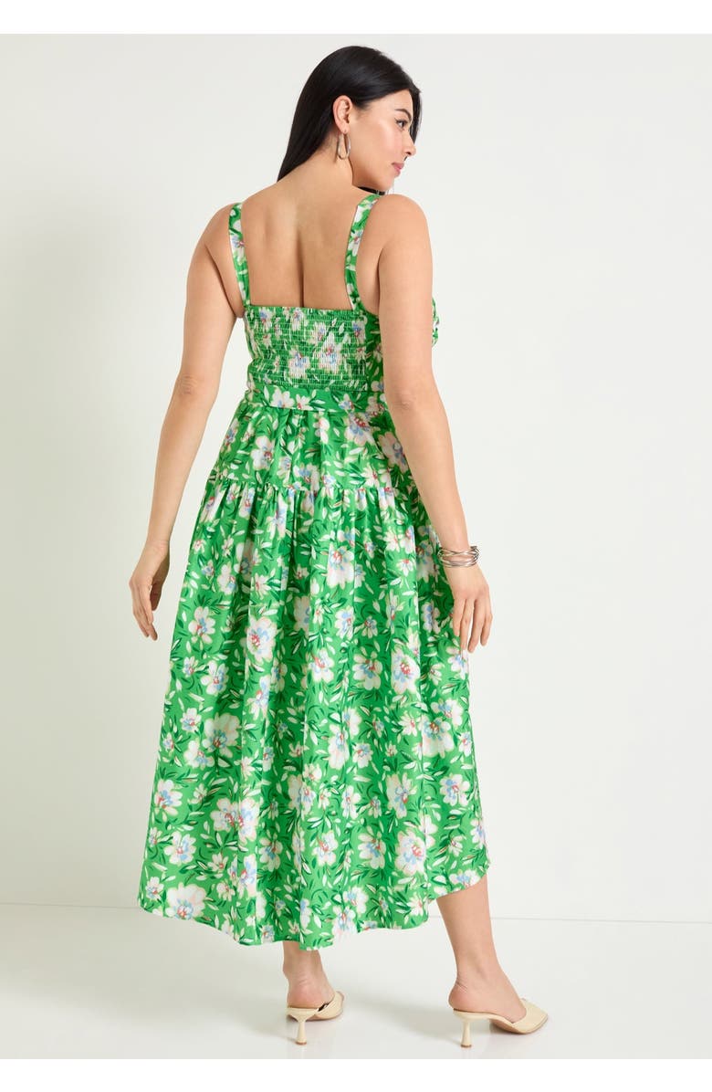 June + Vie High-Low Midi Dress, Alternate, color, Flowers Green