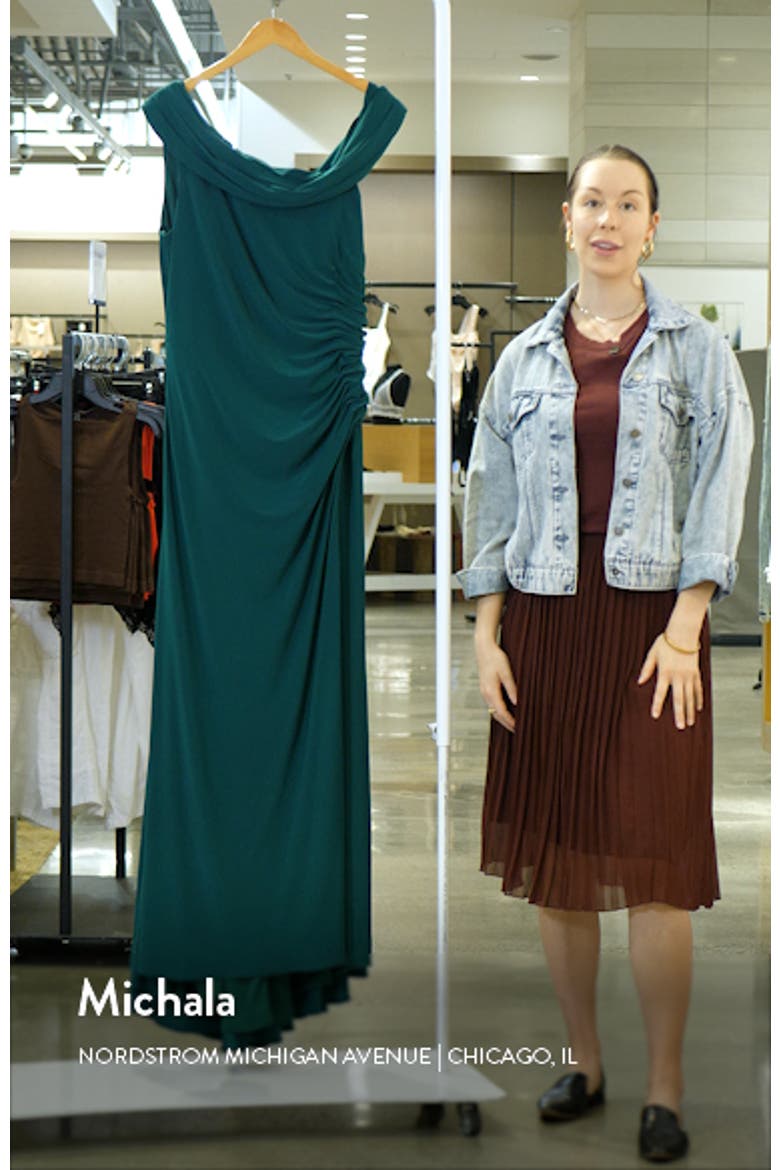 Foldover off-the-shoulder slit gown video
