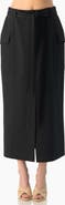 IVONNE High-Rise Belted Straight Midi Skirt with Side Slit
