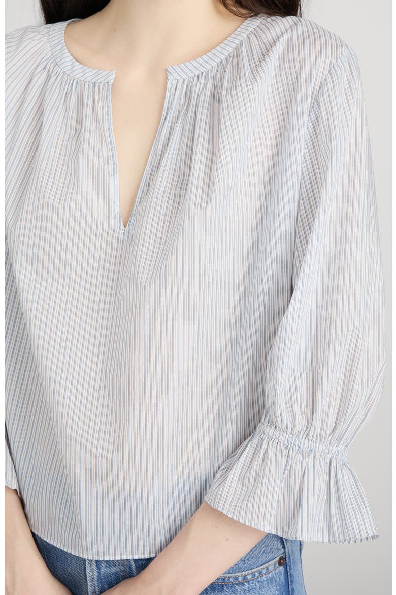 Poet Stripe Bell Sleeve Cotton Top, Alternate, color, OCEAN BLUE MULTI