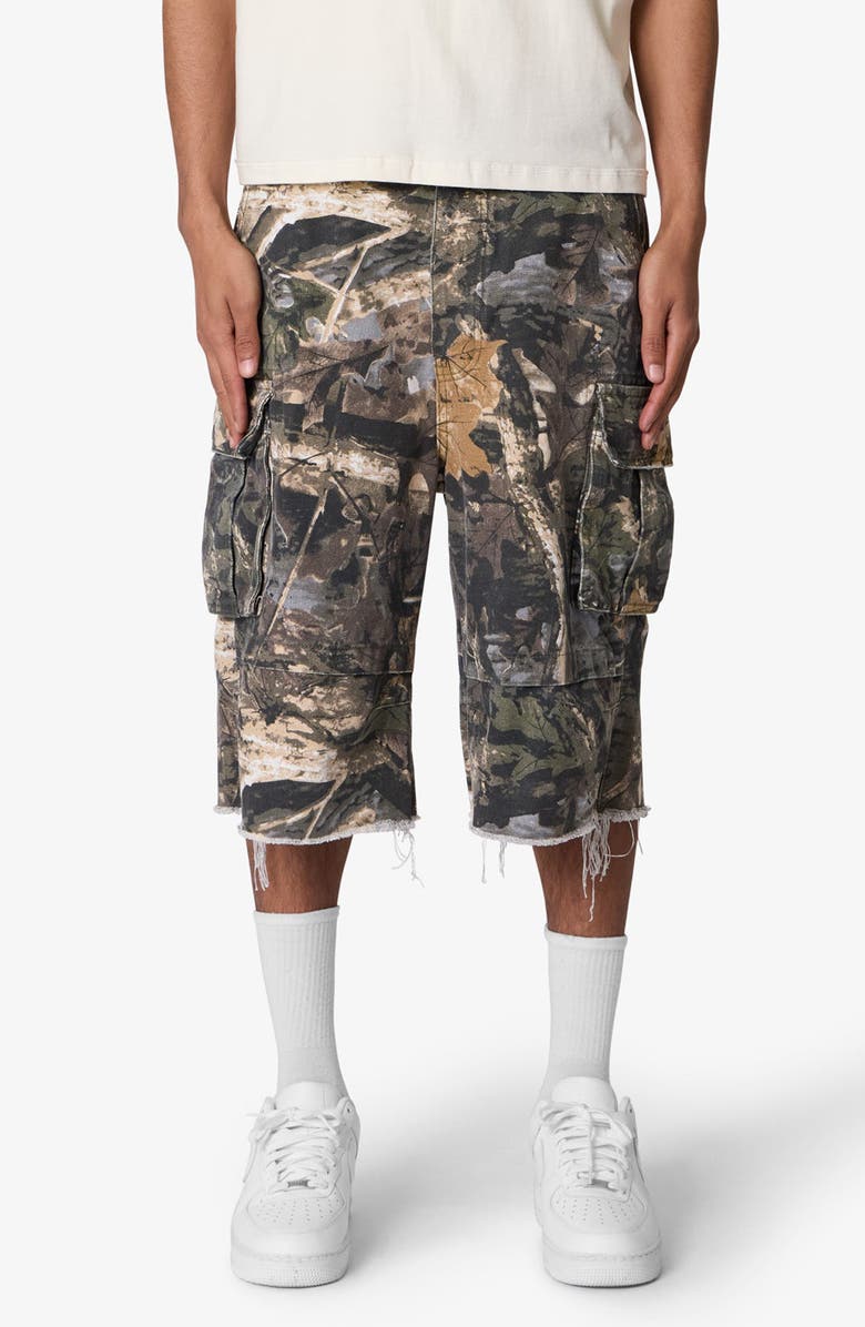 mnml Camo Print Ultra Baggy Cargo Shorts, Main, color, Forest Camo