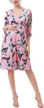Kimi & Kai Sophie Floral Faux Wrap Maternity Nursing Dress