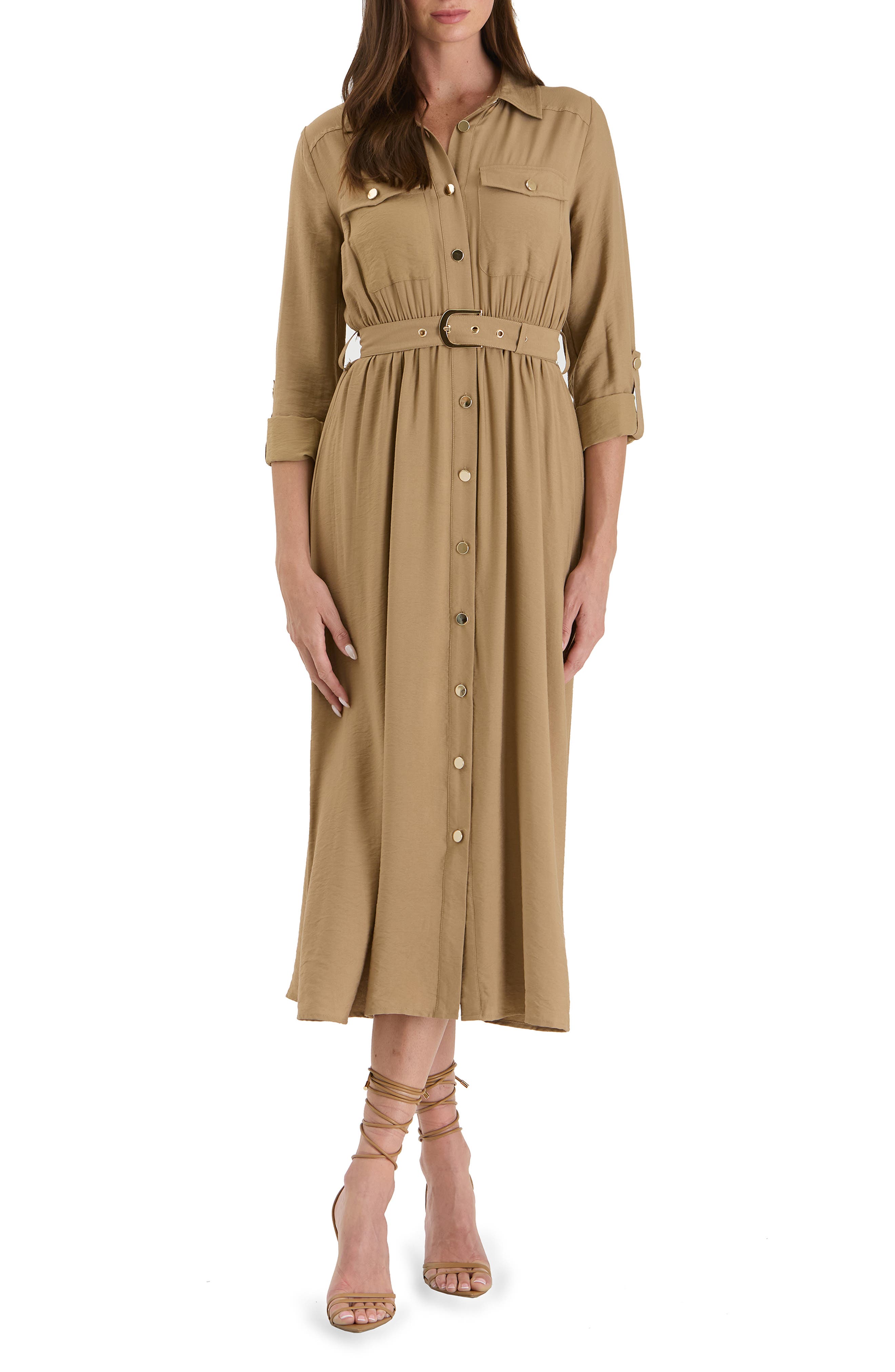 AUGUST SKY Belted Shirtdress