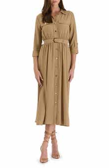 AUGUST SKY Belted Shirtdress