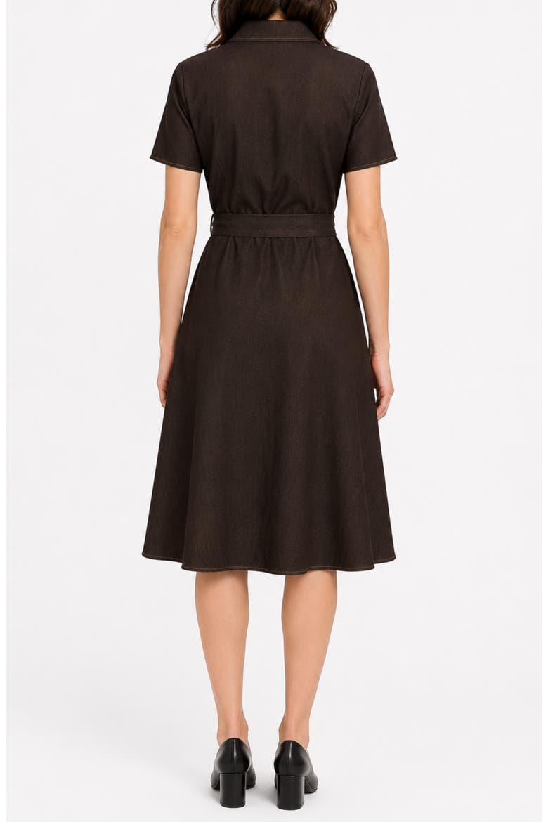 Denim Short Sleeve Shirtdress, Alternate, color, CHOCOLATE