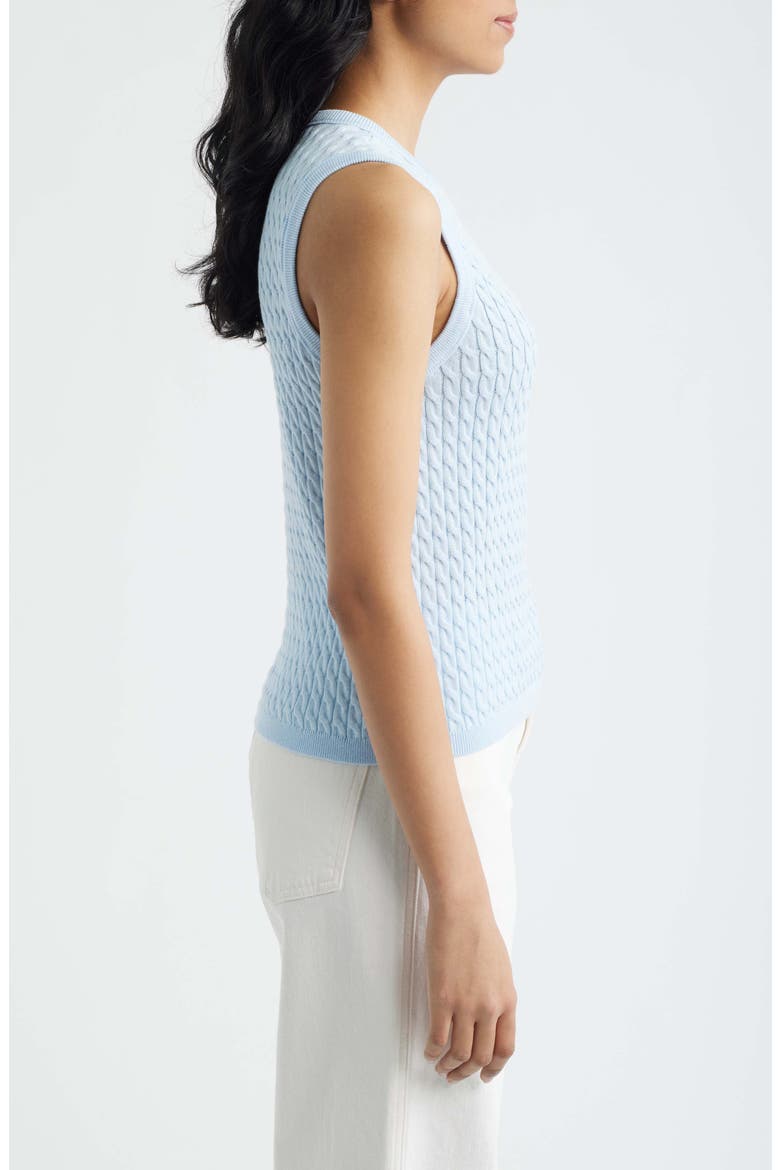 Cable Stitch Cotton Sweater Tank, Alternate, color, SWIFT BLUE
