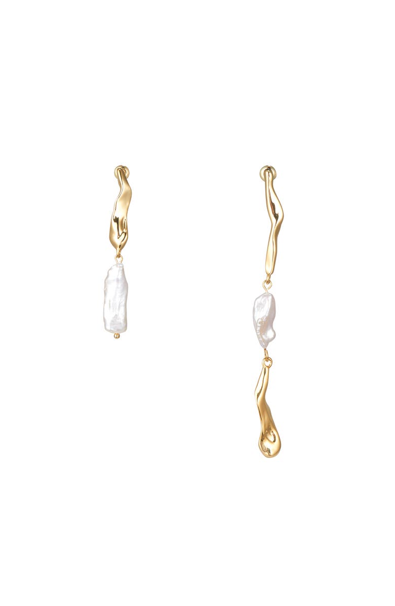 Classicharms Freshwater Baroque Pearl Asymmetrical Molten Drop Earrings, Main, color, 