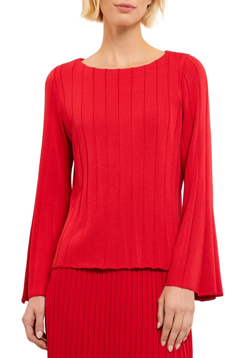 Rib Bell Sleeve Sweater, Main, color, SUNSET RED