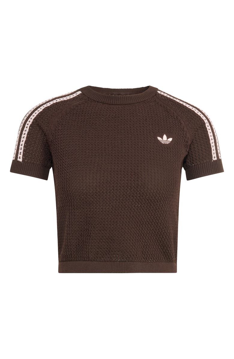 adidas Originals Open Stitch Short Sleeve Crop Sweater, Alternate, color, Aurora Coffee