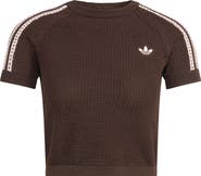 adidas Originals Open Stitch Short Sleeve Crop Sweater