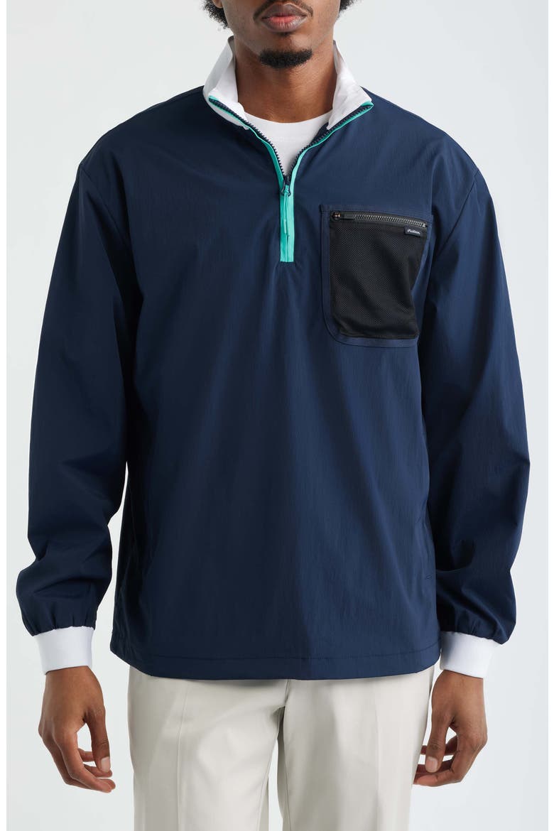 Cascade Colorblock Quarter Zip Windshirt Pullover, Main, color, MIDNIGHT