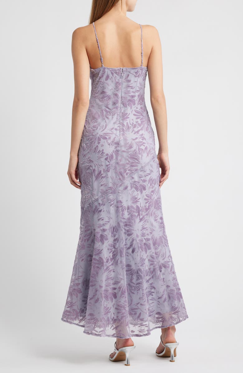 Rare London Devoré Bias Cut Slipdress, Alternate, color, Lilac