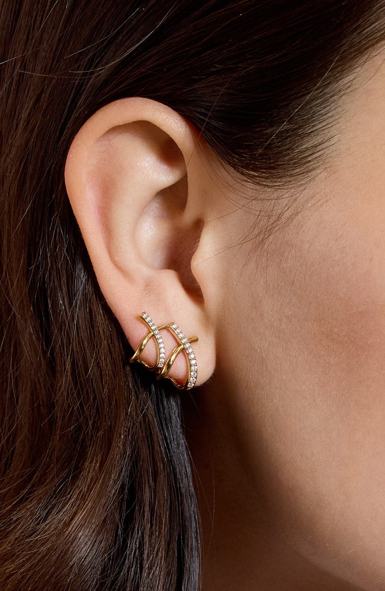 Nadri The Perfect Gift Double Cage Stud Earrings, Alternate, color, Gold