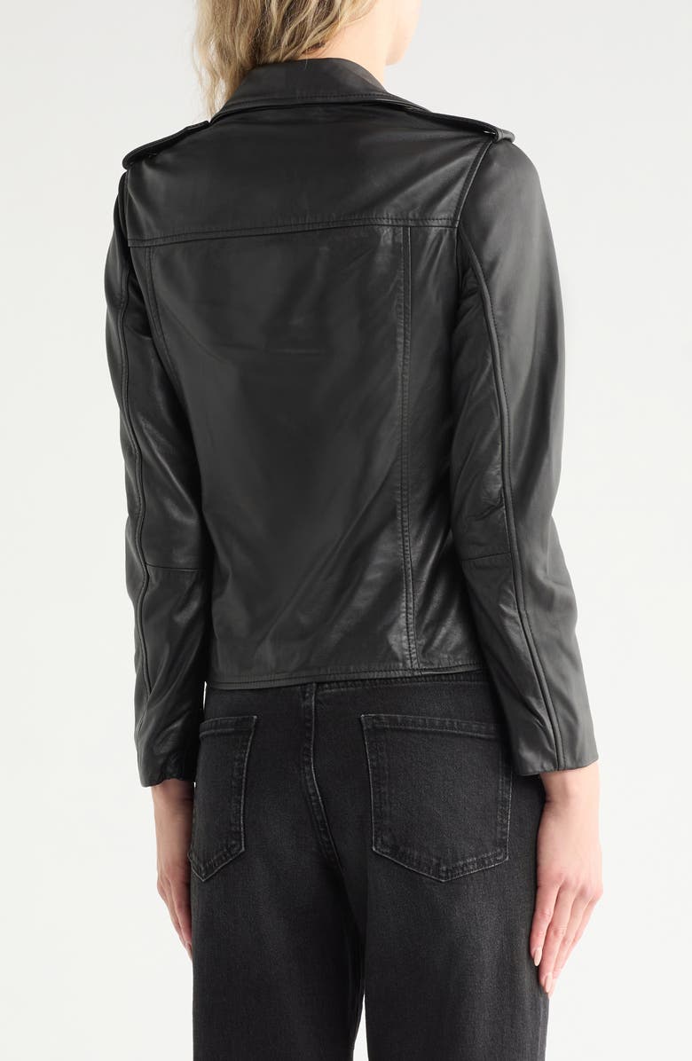 AllSaints Elva Leather Biker Jacket, Alternate, color, Black