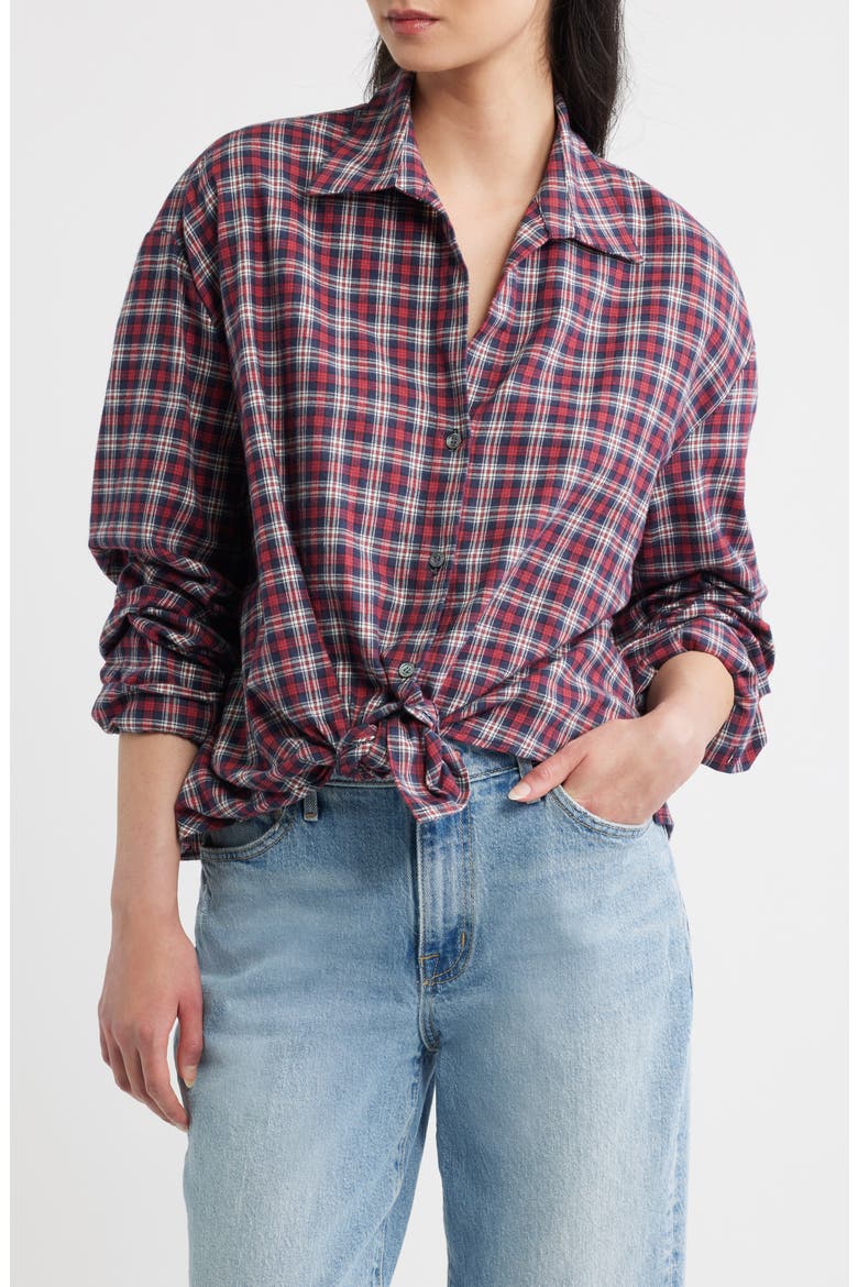 Plaided Knotted Front Cotton Shirt, Main, color, EASTWICK PLAID
