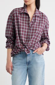 CISSA Plaided Knotted Front Cotton Shirt