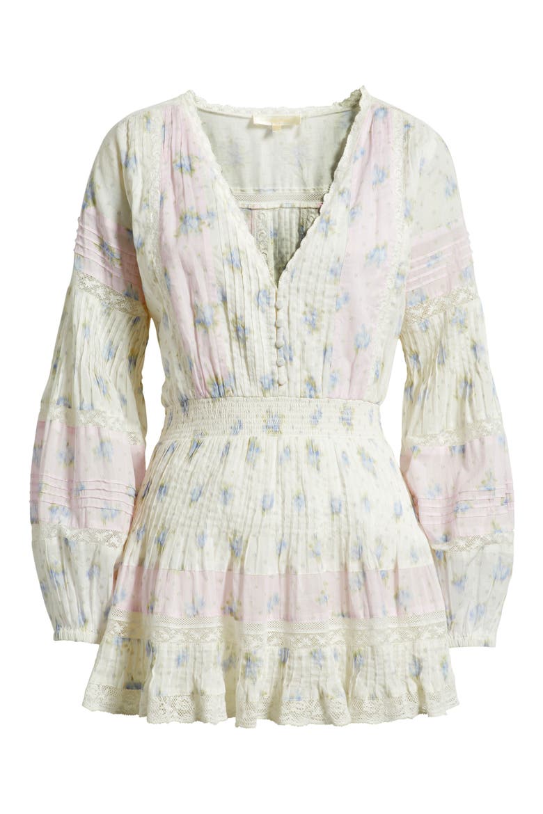 Winfrey Smocked Lace Long Sleeve Minidress, Alternate, color, LILAC VANILLA