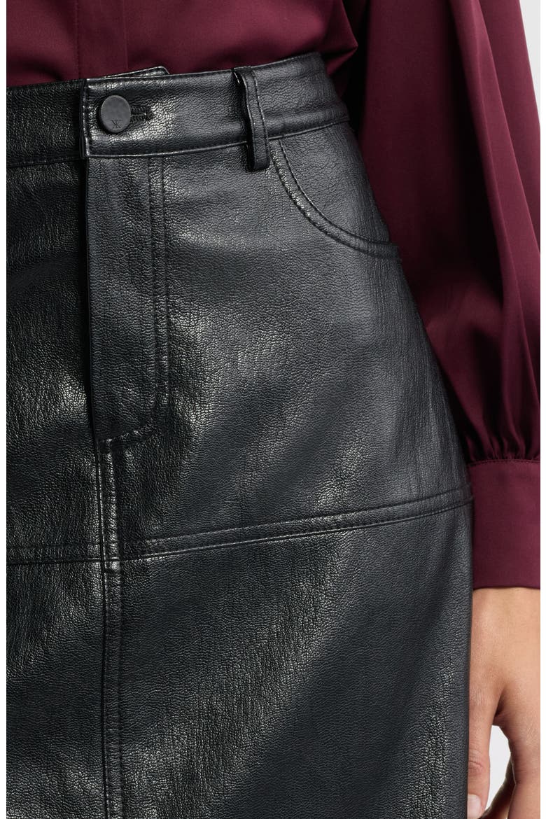 Leslie Faux Leather Midi Skirt, Alternate, color, BLACK