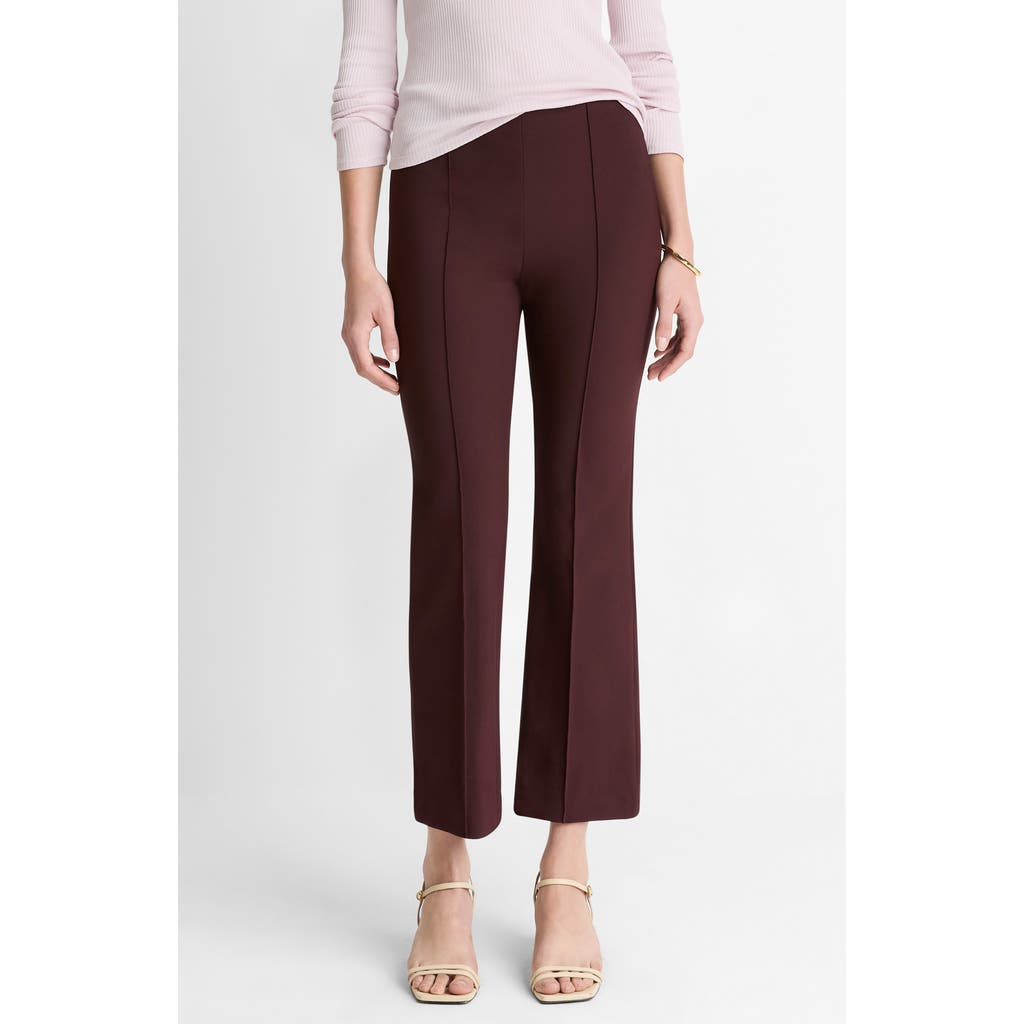 Vince Pintuck Pleat Crop Flare Pants In Burgundy