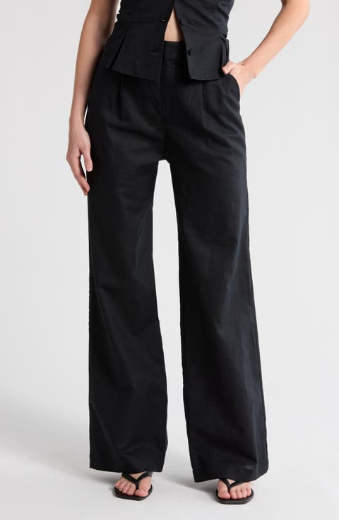 Niguel High Waist Linen Blend Wide Leg Pants