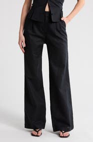 PAIGE Niguel High Waist Linen Blend Wide Leg Pants