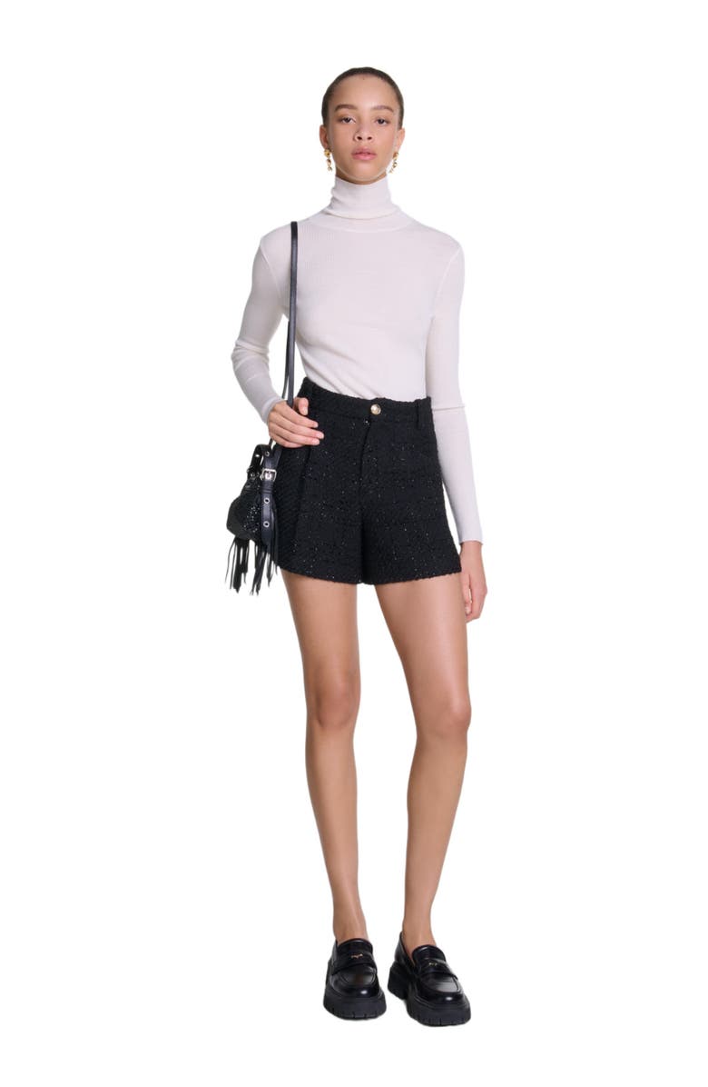 maje Tweed shorts, Main, color, 
