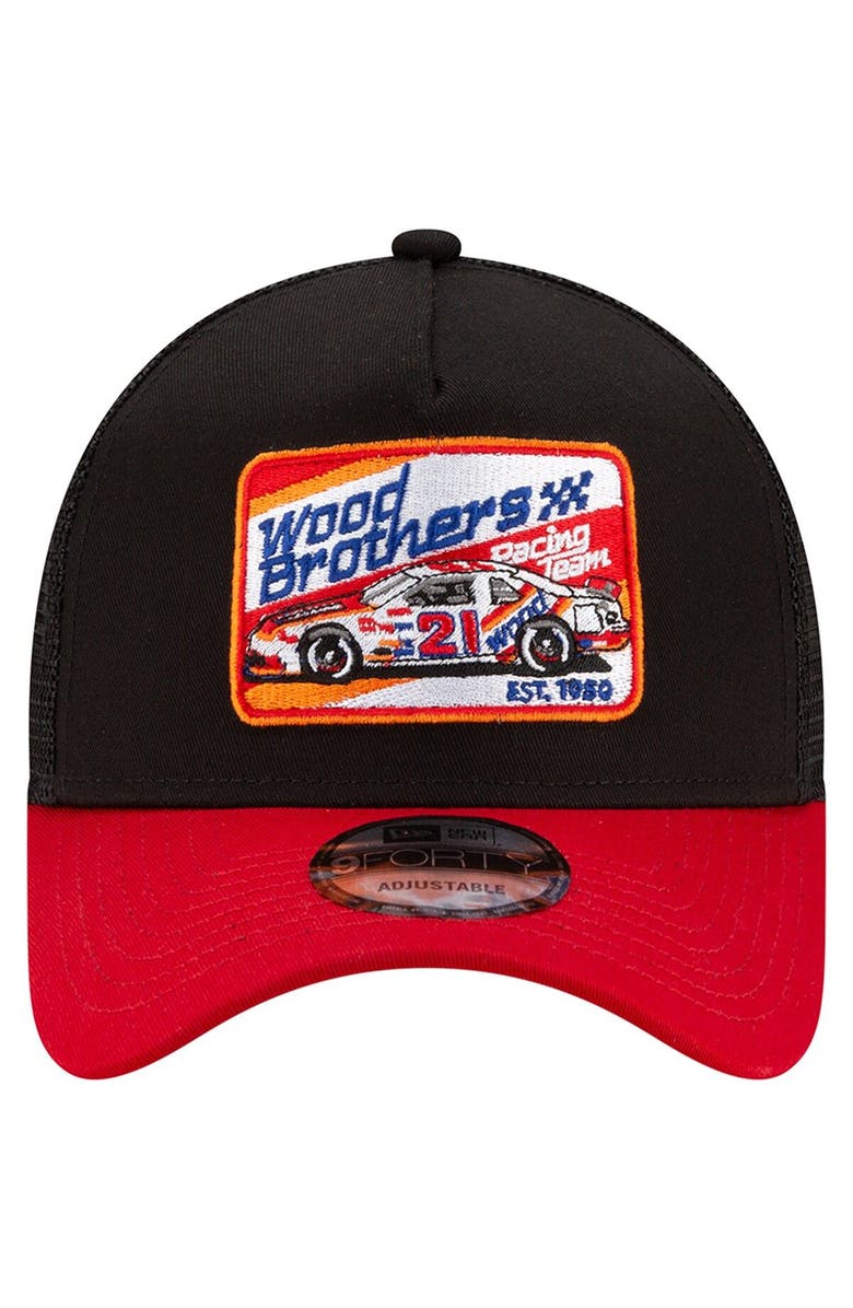 New Era Men's New Era Black Wood Brothers Racing Legends A-Frame 9FORTY Snapback Hat, Alternate, color, 