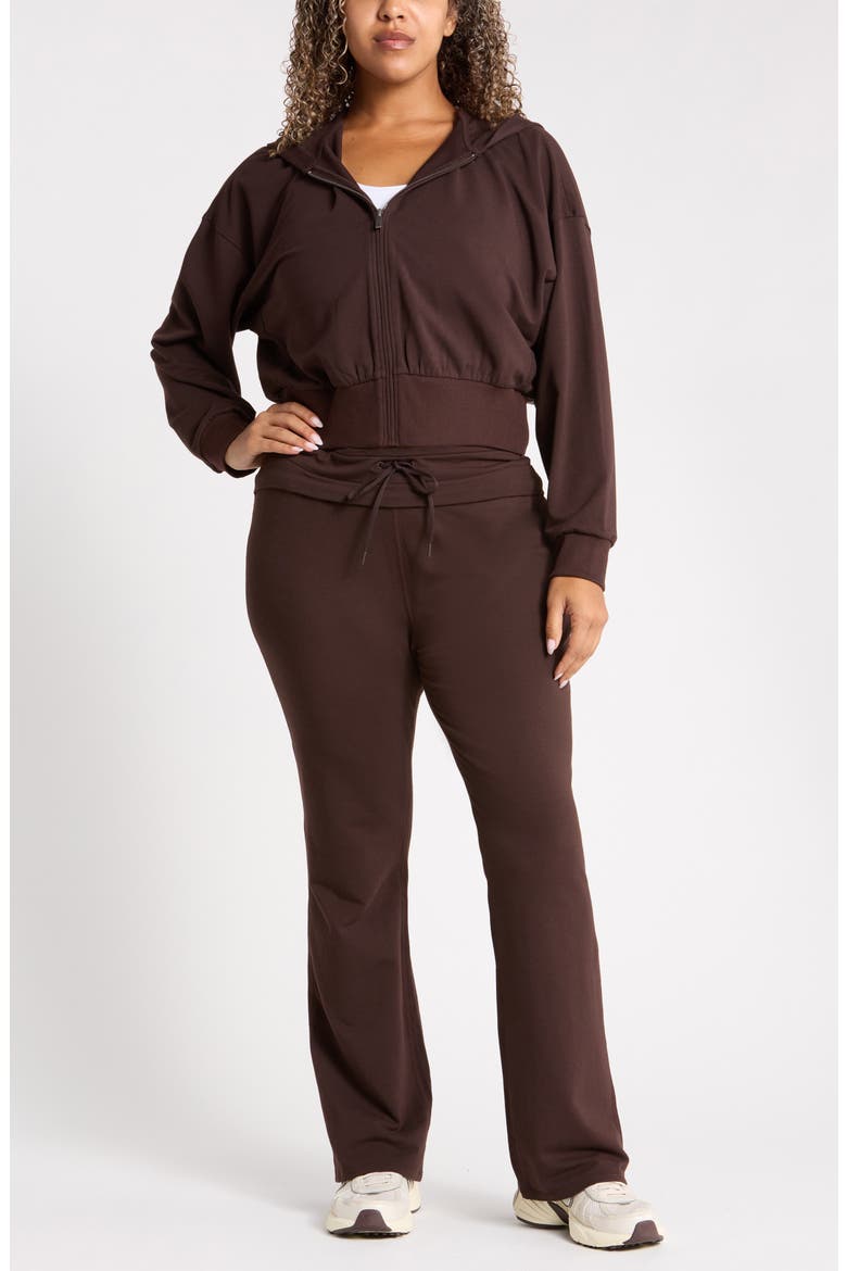 Weekend Stretch Cotton Blend French Terry Hoodie, Alternate, color, BROWN MOLE'
