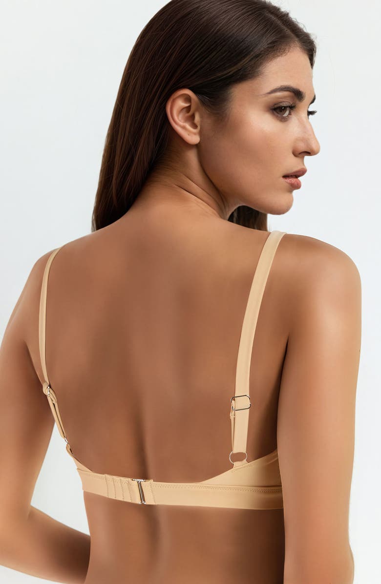 Calypsa Adjustable Strap Clasp Swim Bra, Alternate, color, Honey