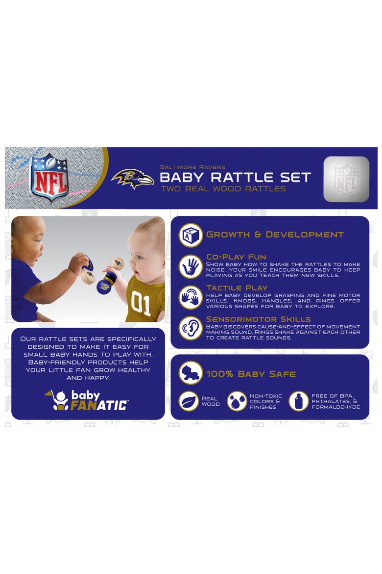 Baltimore Ravens Baby Rattles 2-Pack, Alternate, color, Multicolor