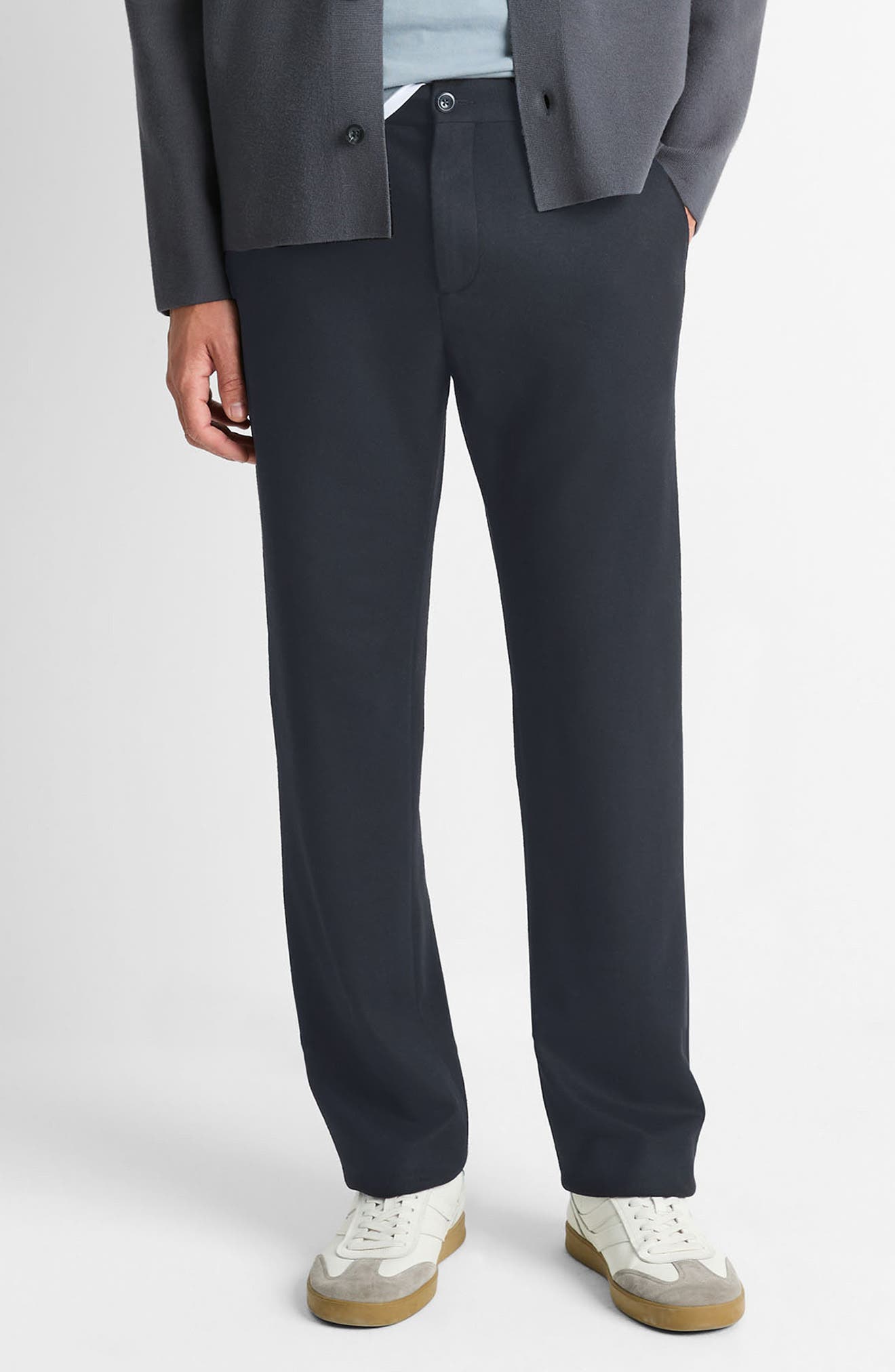 Flat Front Wool Blend Pants