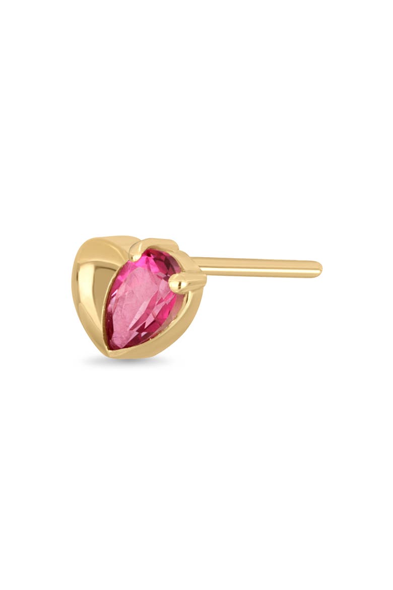 14K Yellow Gold Pink Topaz Heart Stud Earrings, Alternate, color, 14KY