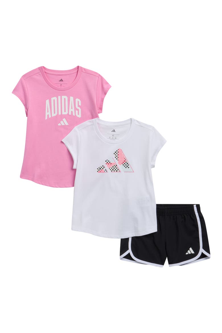 Kids 3-Piece Graphic T-Shirts & Shorts Set, Main, color, WHITE AND BLACK