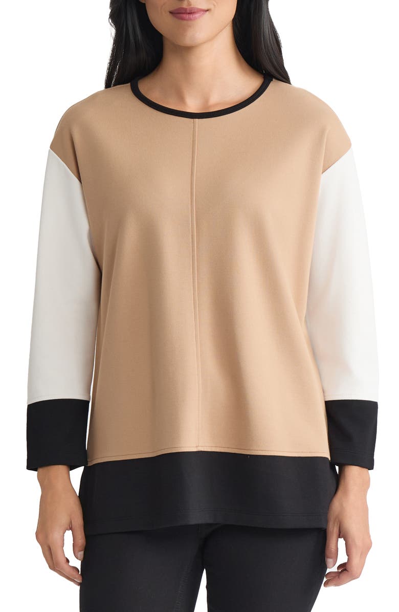 Jones New York Colorblock Tunic, Main, color, Caf Au Lait Multi