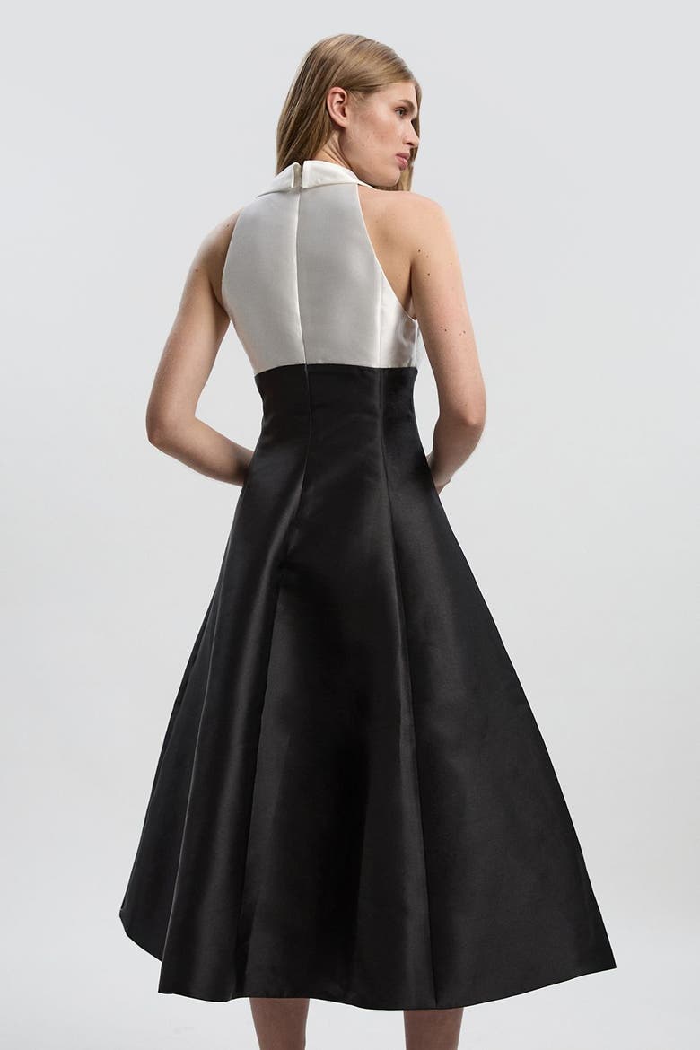 Twill Contrast Tux Tailored Dress, Alternate, color, Mono