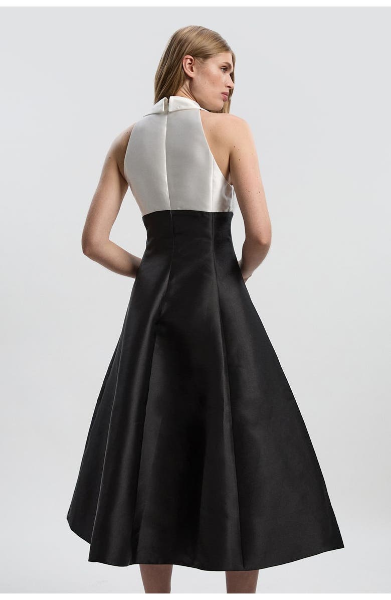 Karen Millen Twill Contrast Tux Tailored Dress, Alternate, color, Mono