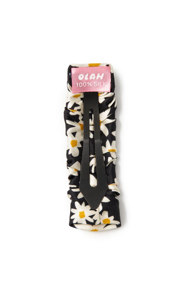 OLAH Daisy Silk Hair Barrette Clip, Alternate, color, Black & White