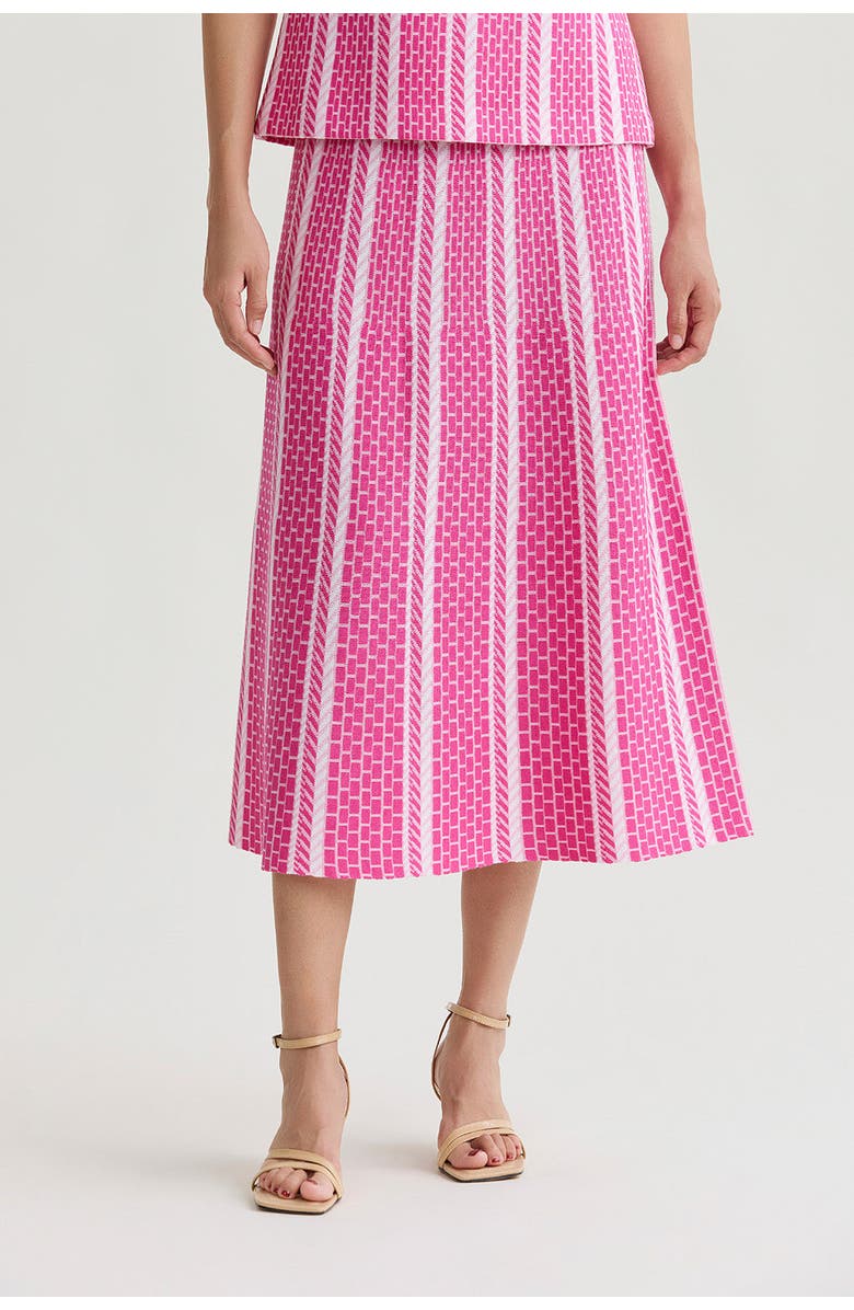 Ming Wang Roadmap Pattern Soft Knit Midi Skirt, Main, color, Carmine Rose/Pink
