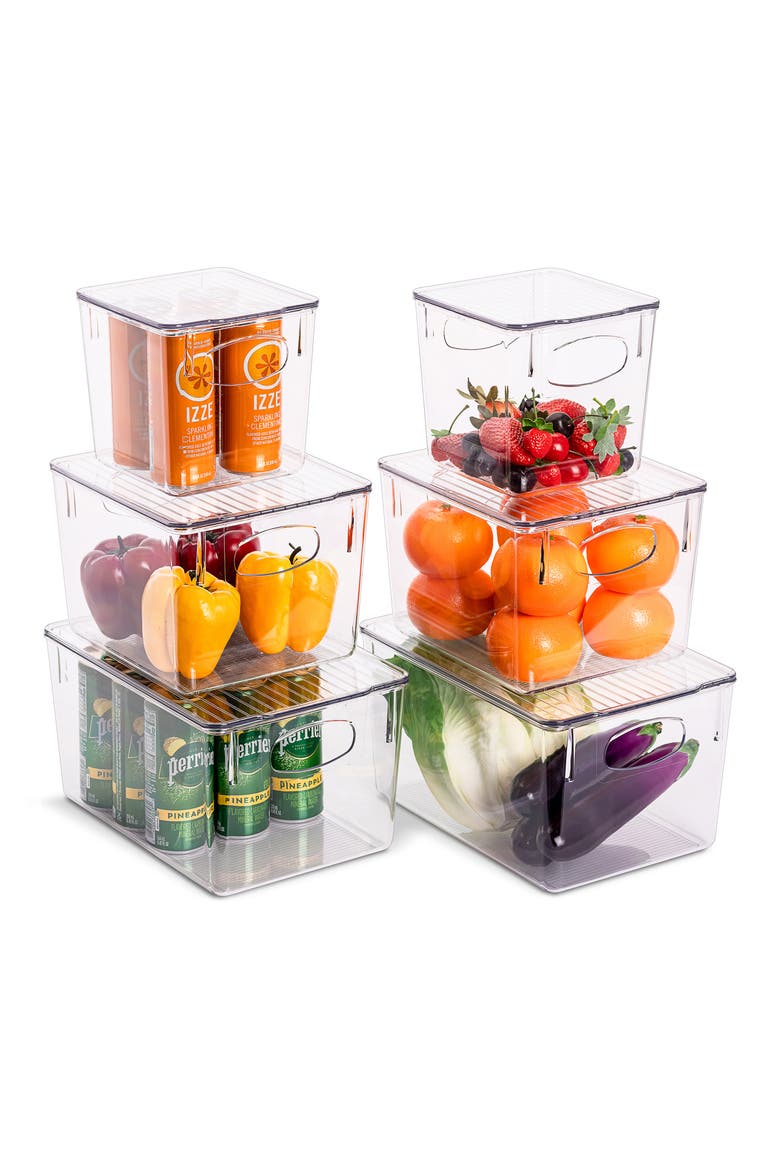 Clear Lidded Bin Set, Alternate, color, CLEAR