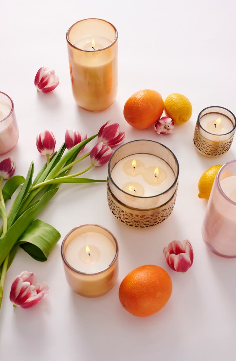 Anthropologie Home Anthropologie Sparkling Grapefruit Large Laser Cut Floral Candle, Alternate, color, 