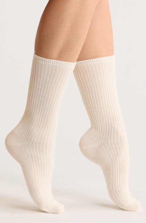 Rib Merino Wool Blend Crew Socks